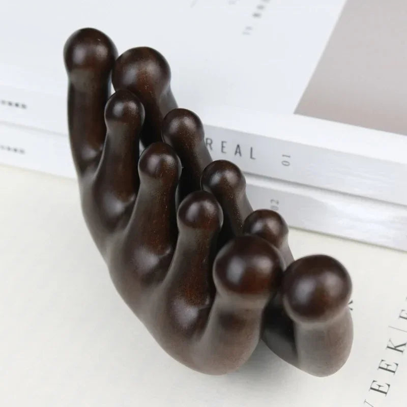 Five Tooth Wide Tooth Handleless Wooden Point Acupuncture Head Sandalwood Comb Peaceful Pleasures Health and Wellness