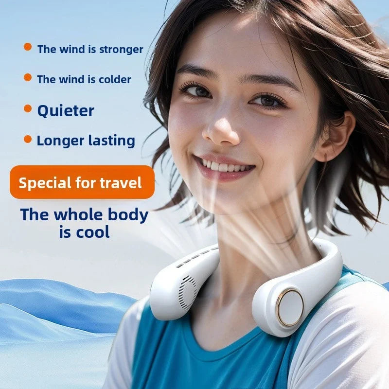 Portable Bladeless Neck Fan – Rechargeable Wearable Cooler