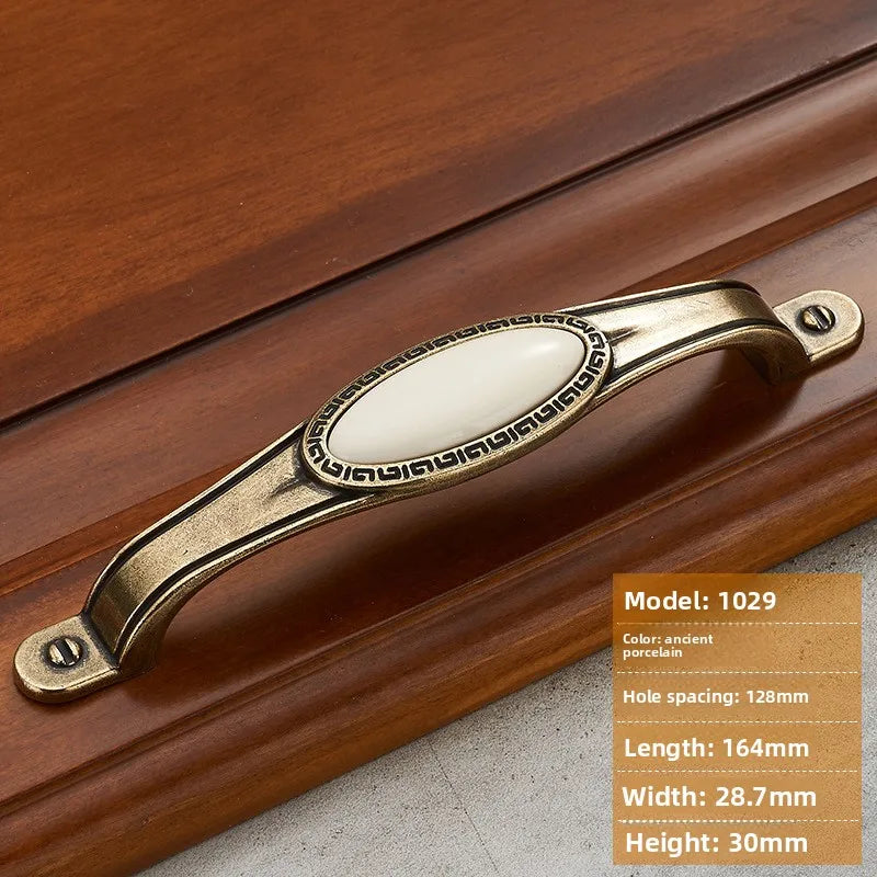 Antique Bronze Morning Glory Cabinet Knobs | Ceramic & Zinc Alloy
