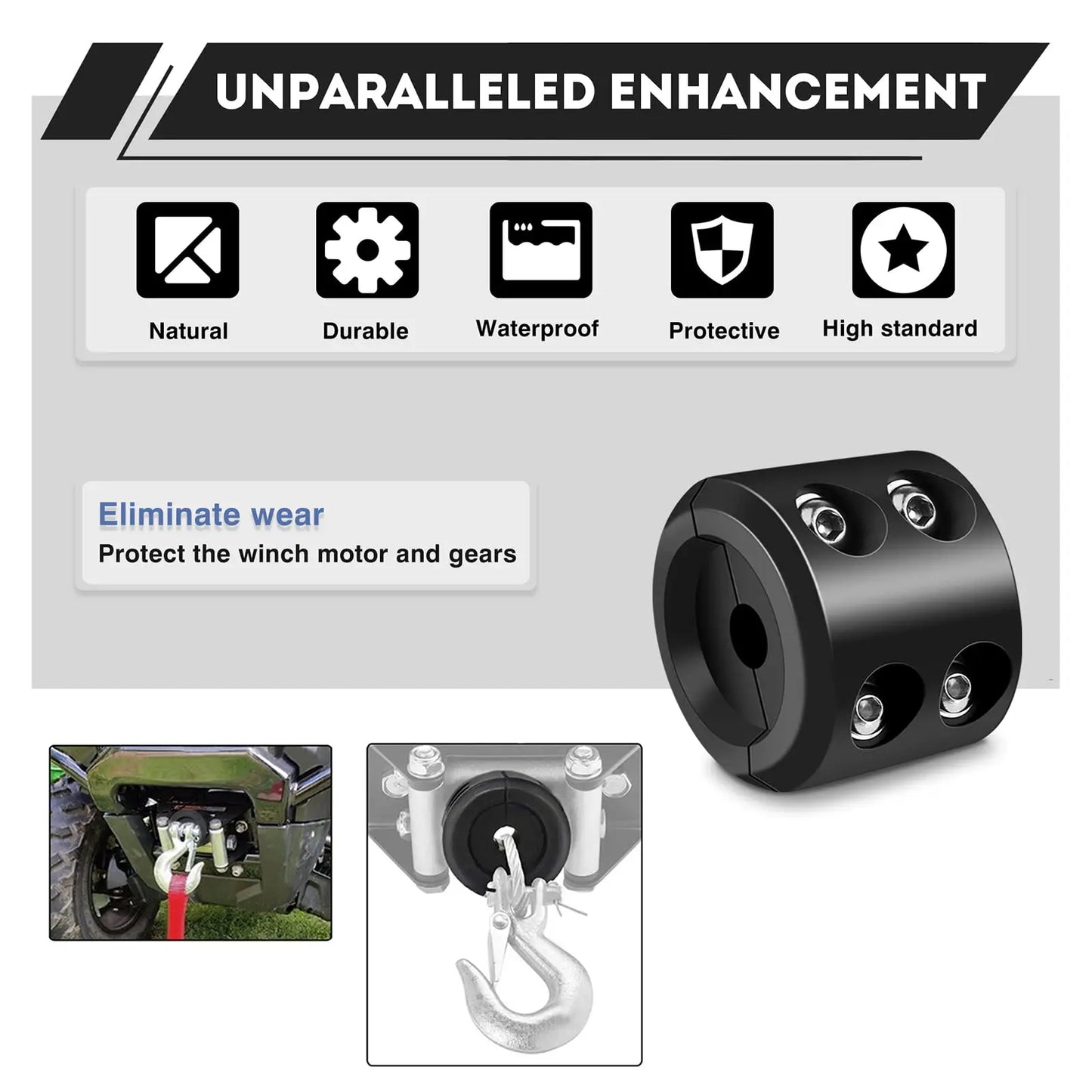 Winch Stopper Cable Truck UTV ATV Rubber Universal Hook Rope Line