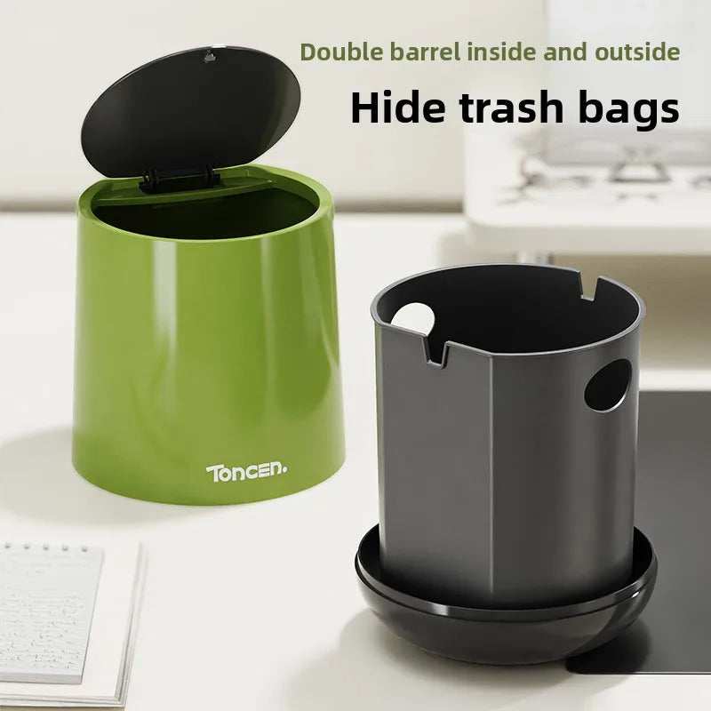 Press-Type Desktop Trash Can, Multi-Functional Covered Waste Bin for Office Bedroom & Living Room - Space-Saving & Odor Control Peaceful Pleasures Health and Wellness