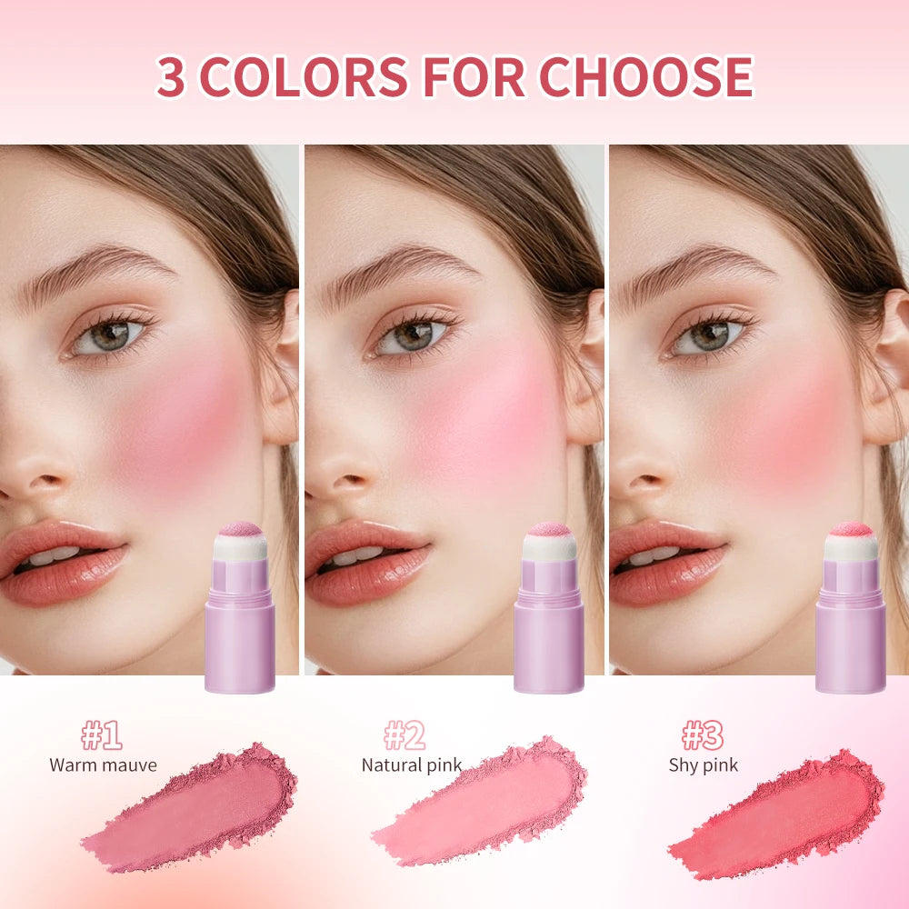 Lakerain Soft Face Blush Stick Girl Korean Style Brightening Dual-Use For Lip And Cheek Waterproof Cheek Blush Sponge Brush Head Peaceful Pleasures Health and Wellness
