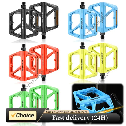 Double DU Bearing Ultralight Bike Pedals with Reflector Mountain Road Bike Flat Pedals Bicycle Platform Pedals for Night Riding Peaceful Pleasures Health and Wellness