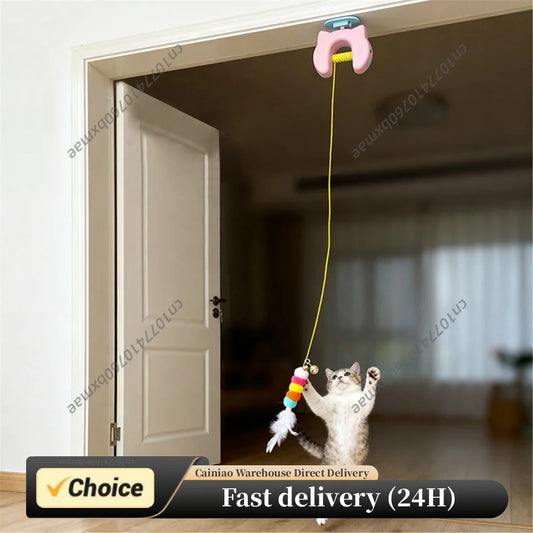 Automatic Hanging Toys USB Charging Auto-Rebound Cat-Teasing Tool Swing Feather Electric Teaser Toy Gift for Indoor Cats Peaceful Pleasures Health and Wellness