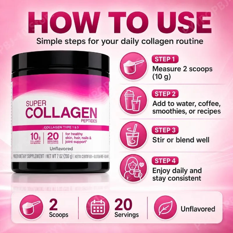 Unflavored Collagen Peptides Powder | 10g Protein, 20 Servings