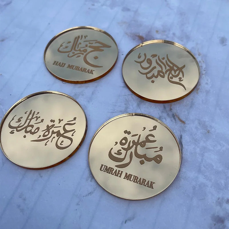 4pcs Eid Mubarak Acrylic Cupcake Toppers | Hajj Umrah Ramadan Decor