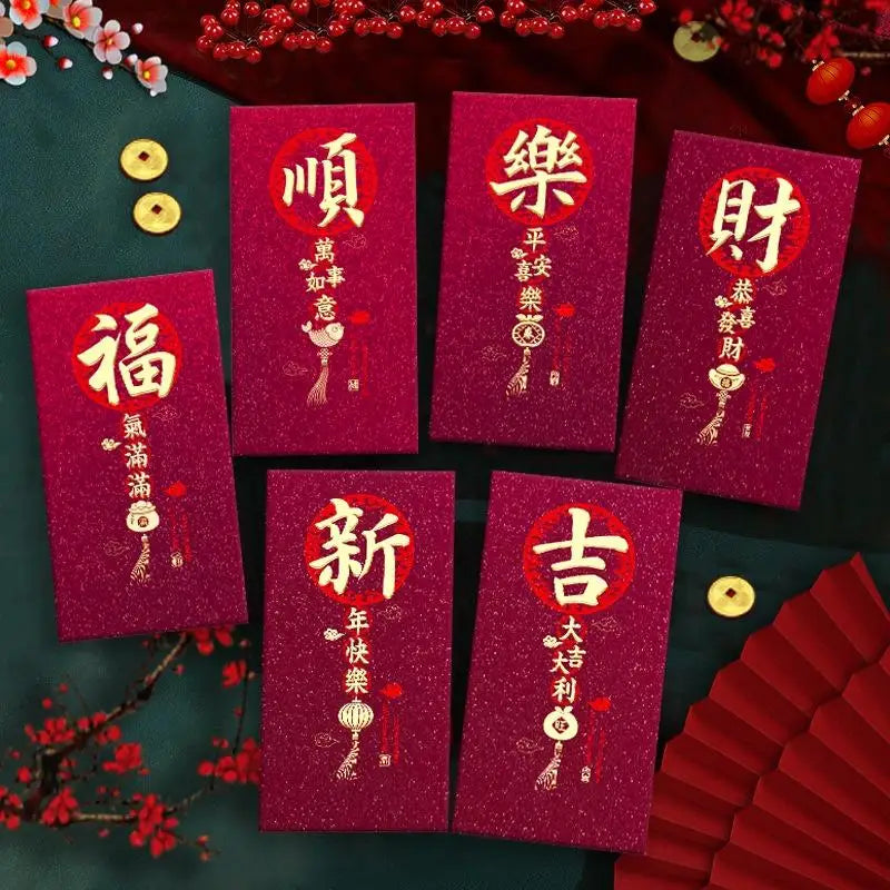 2026 Horse Year Red Envelopes – 6-Pack Lucky Money Bags