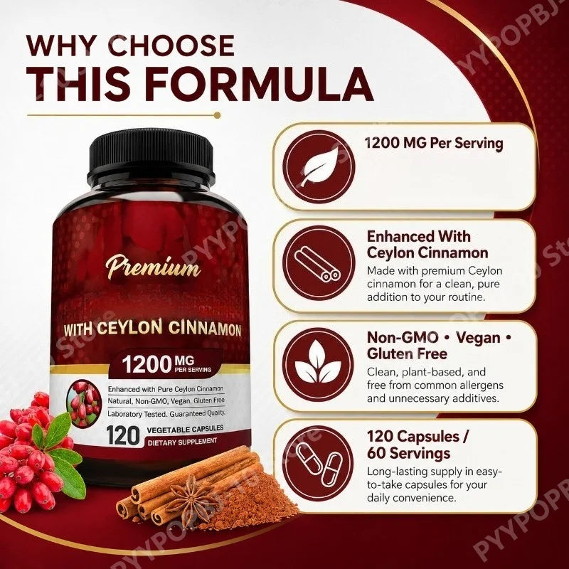 Ceylon Cinnamon Capsules | True Cinnamomum Verum | 120ct