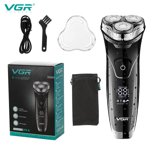 VGR 318 Shaver Electric Razor Professional Shaving Machine Floating Beard Trimmer IPX7 Waterproof Rechargeable Shaver for Men Peaceful Pleasures Health and Wellness 318 usb
