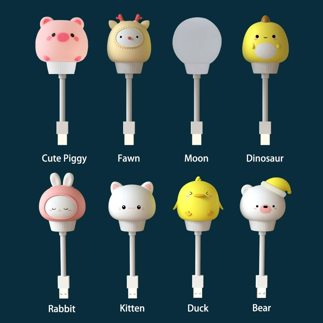 USB Night Light LED Cute Cartoon Night Lamp Bear Chick Kitten Remote Control for Baby Kid Bedroom Decoration Bedside Lamp Peaceful Pleasures Health and Wellness