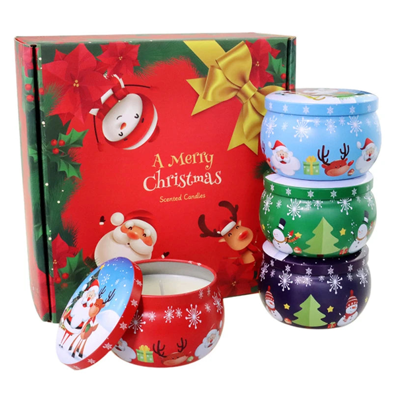Christmas Scented Candle Tin Jar | Portable Soy Wax Gift