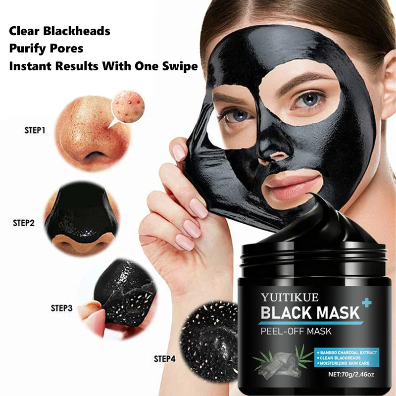 Bamboo Charcoal Peel-Off Black Mask – Blackhead & Pore Purifying Peel-Off Face Mask Peaceful Pleasures Health and Wellness