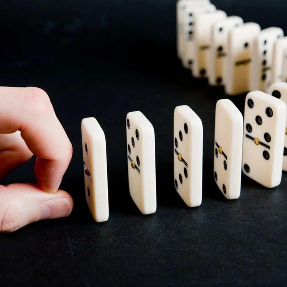 28PCS Multi-Color Double Six Dominoes Set, Family Friends Fun Tabletop Game for Entertainment Leisure Travel, Portable Gift Peaceful Pleasures Health and Wellness