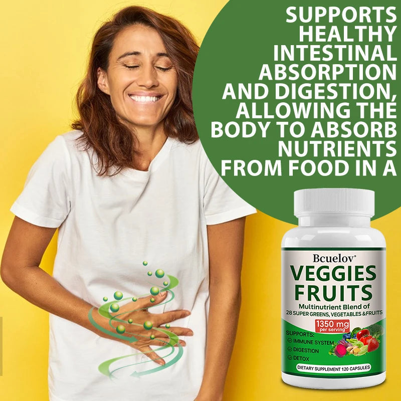 Green Superfood Capsules | 28 Fruits & Vegetables, Non-GMO