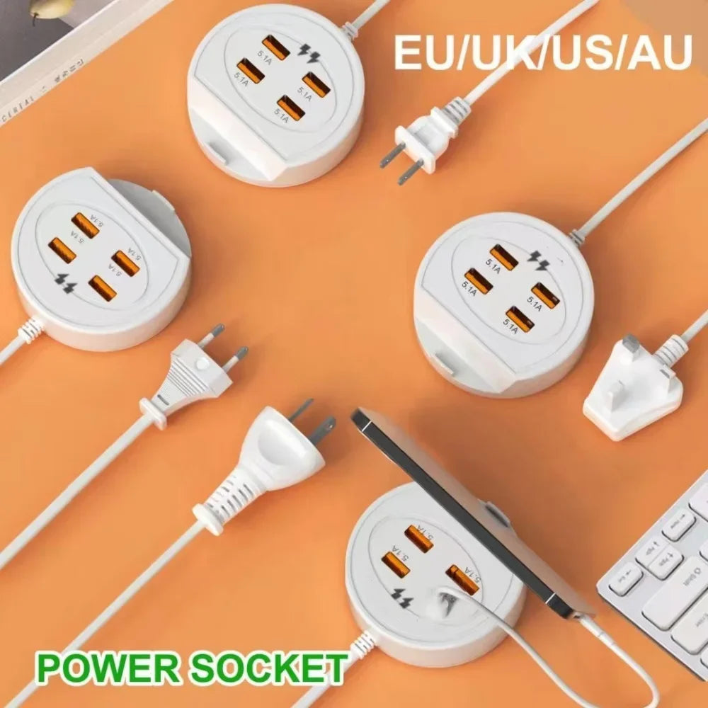 5-in-1 Power Strip with 4 Ports Phone Holder, EU/UK/US Universal Socket Multi-Device Fast Charging Station for iPhone 16 Samsung Peaceful Pleasures Health and Wellness