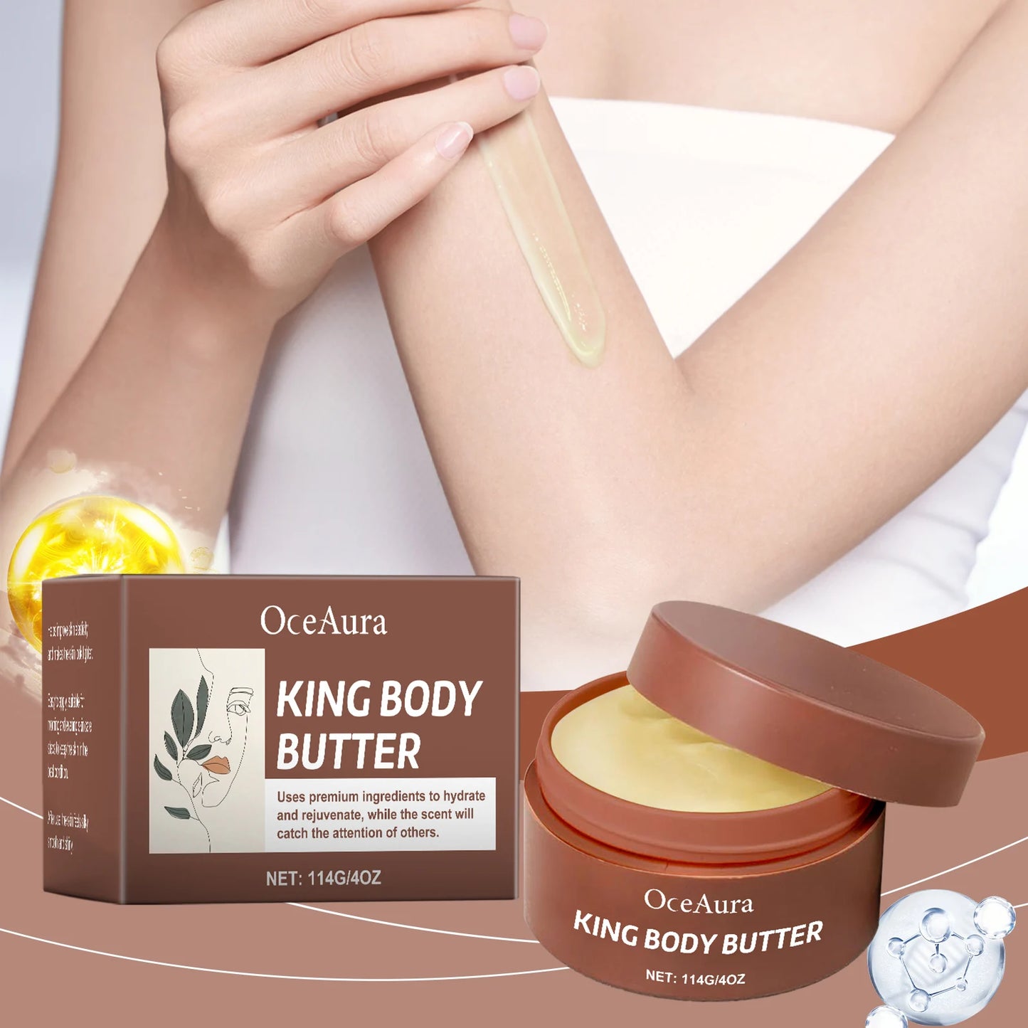 OceAura King Body Butter – Shea & Hyaluronic Acid Moisturizer 4oz