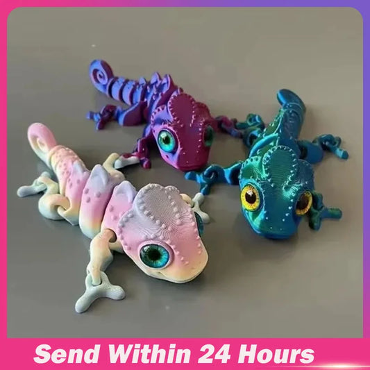 3D Printed Articulated Chameleon Figure | Movable Joints Toy Articulated Figurine Peaceful Pleasures Health and Wellness