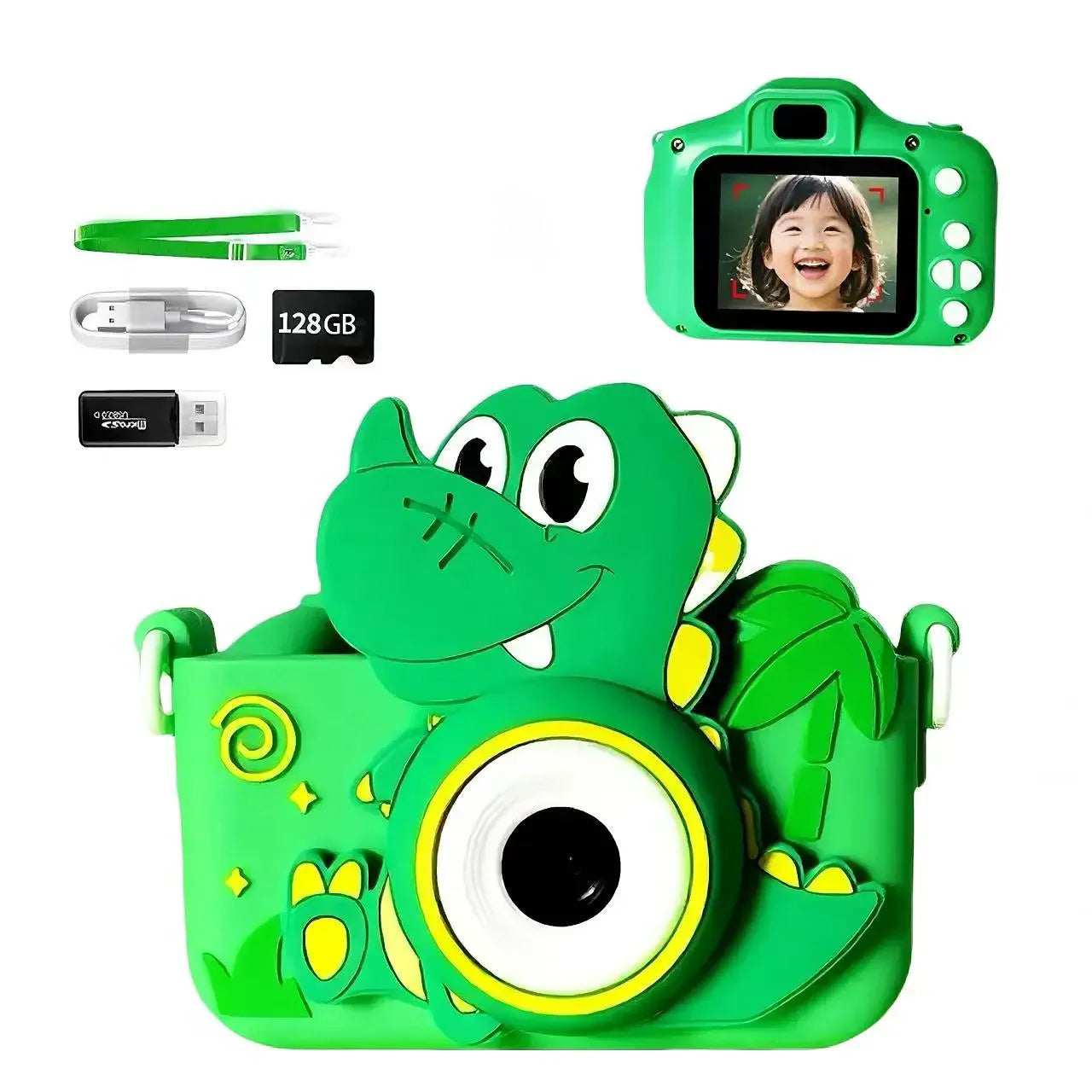 Kids Digital Camera Dual Lens Selfie Video Camera 1080P HD Children Toy Camera With 128GB Silicone Protective Boys Girls Gift Peaceful Pleasures Health and Wellness