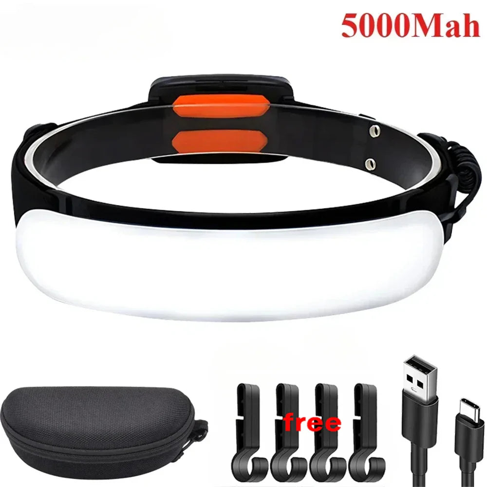 KDULIT COB LED Headlamp 7500mAh Rechargeable Wide Beam Torch