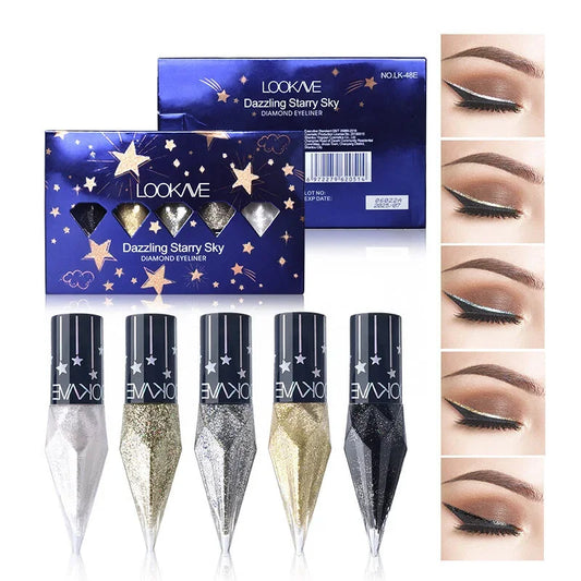 5-Piece Glitter Liquid Eyeliner Set – Waterproof Shimmer Liner Glitter Liquid Eyeliner Peaceful Pleasures Health and Wellness 5pcs