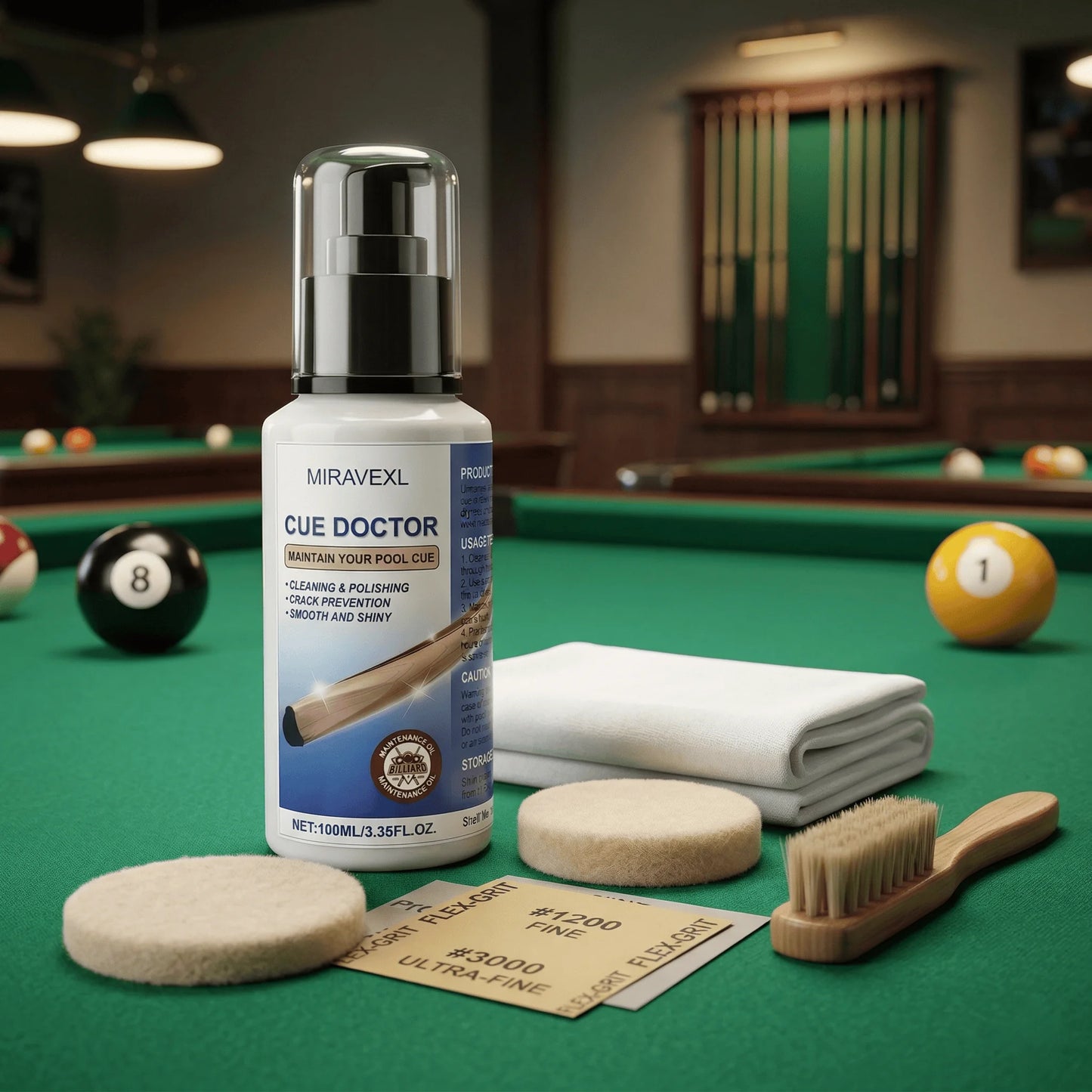 MIRAVEXL Billiard Pool Cue Shaft Cleaner Polish Liquid Snooker Stick Maintenance Oil Prevent Cracks Smooth Shiny Accessories Peaceful Pleasures Health and Wellness