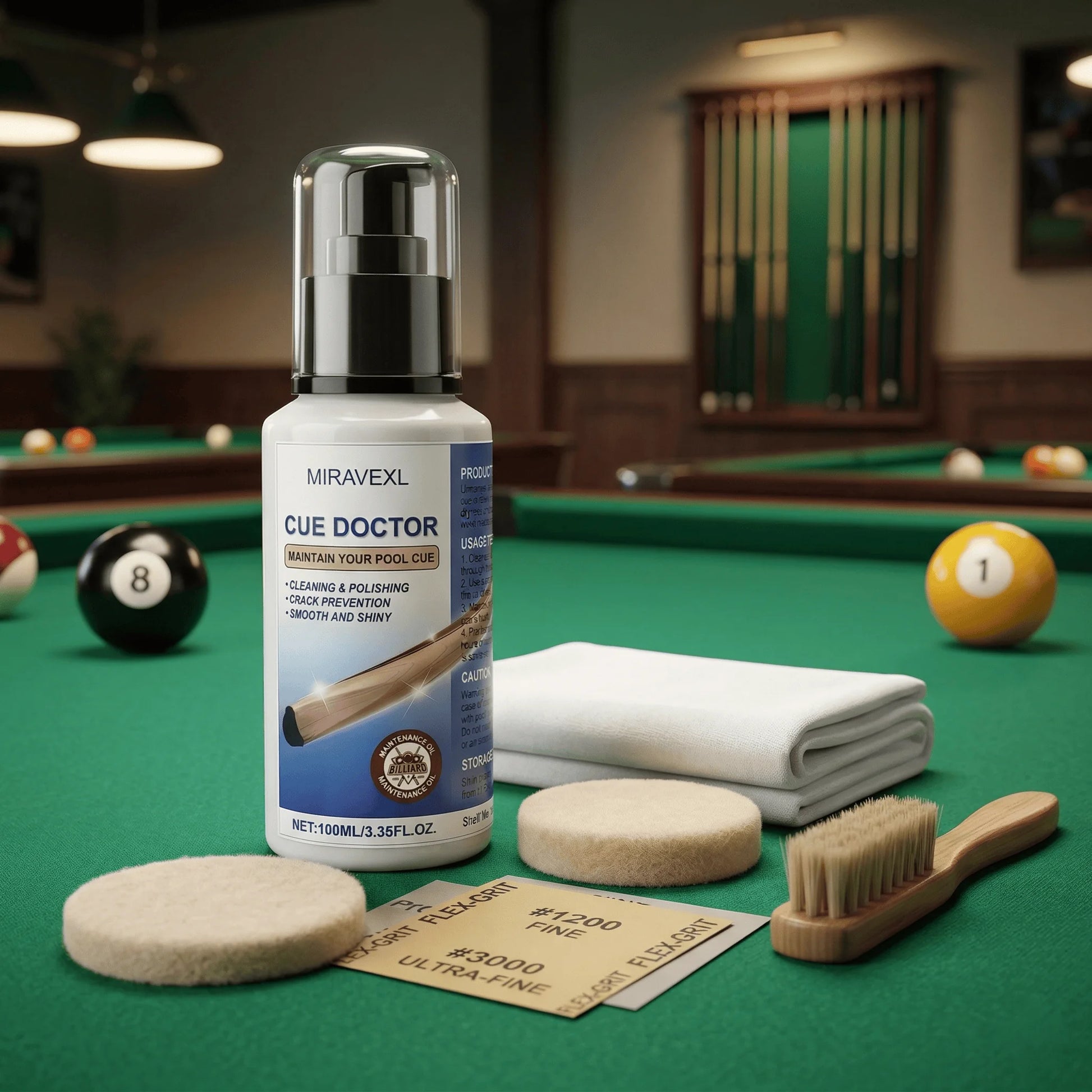 MIRAVEXL Billiard Pool Cue Shaft Cleaner Polish Liquid Snooker Stick Maintenance Oil Prevent Cracks Smooth Shiny Accessories Peaceful Pleasures Health and Wellness