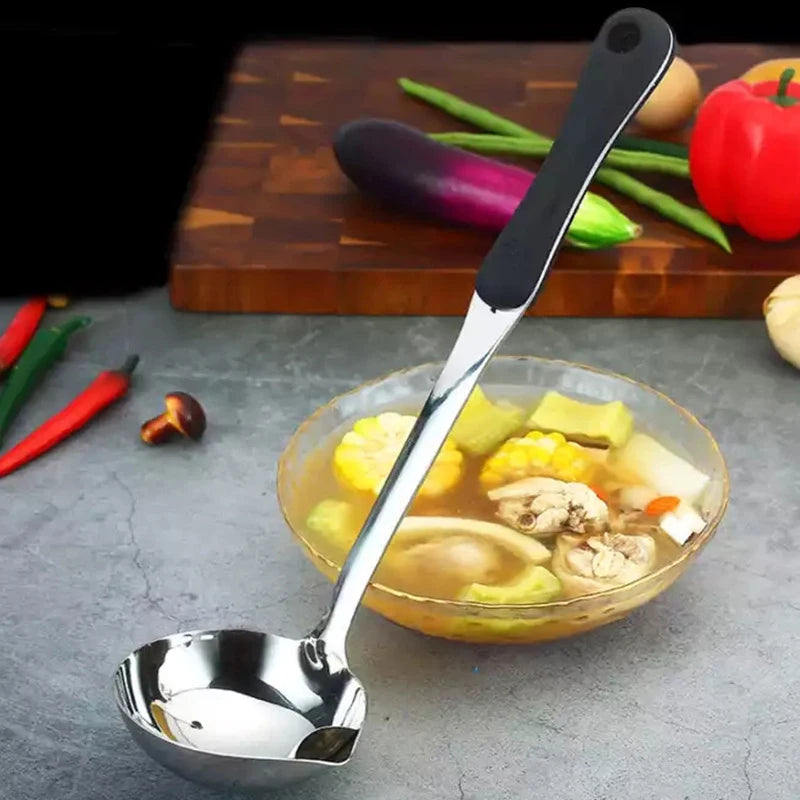 Home Strainer Cooking Stainless Steel Ladle Dinner Tableware Stainless Steel Soup Spoon Large Capacity Peaceful Pleasures Health and Wellness