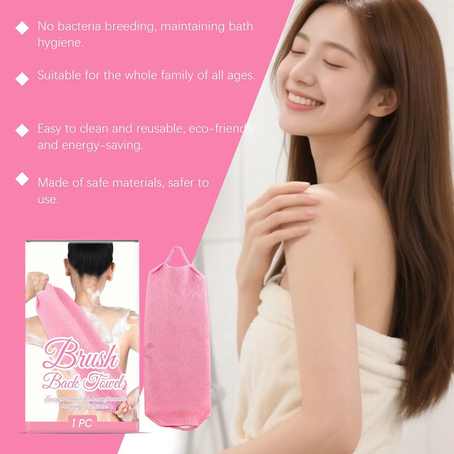 Scrub Towel Long Bath Back Scrubber With Handles Soft Sponge Loofah Body Scrub For Leg Arm Neck Cleaning Women Men Kids Elderly Peaceful Pleasures Health and Wellness