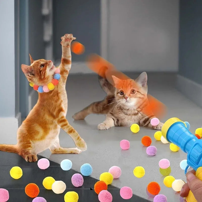 Interactive Cat Ball Launcher Toy – Plush Balls for Kittens