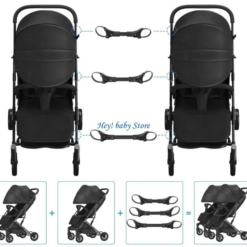 Twin Stroller Connector Set | 3-Pc Pram Attachment Adapter