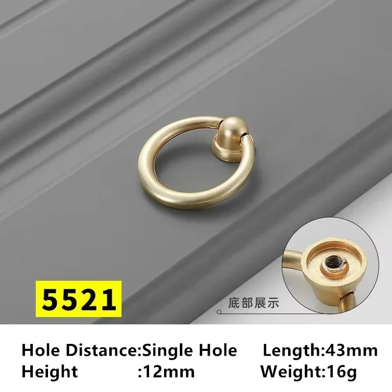 Golden Ring Cabinet Knob – Single Hole Zinc Alloy Drawer Handle