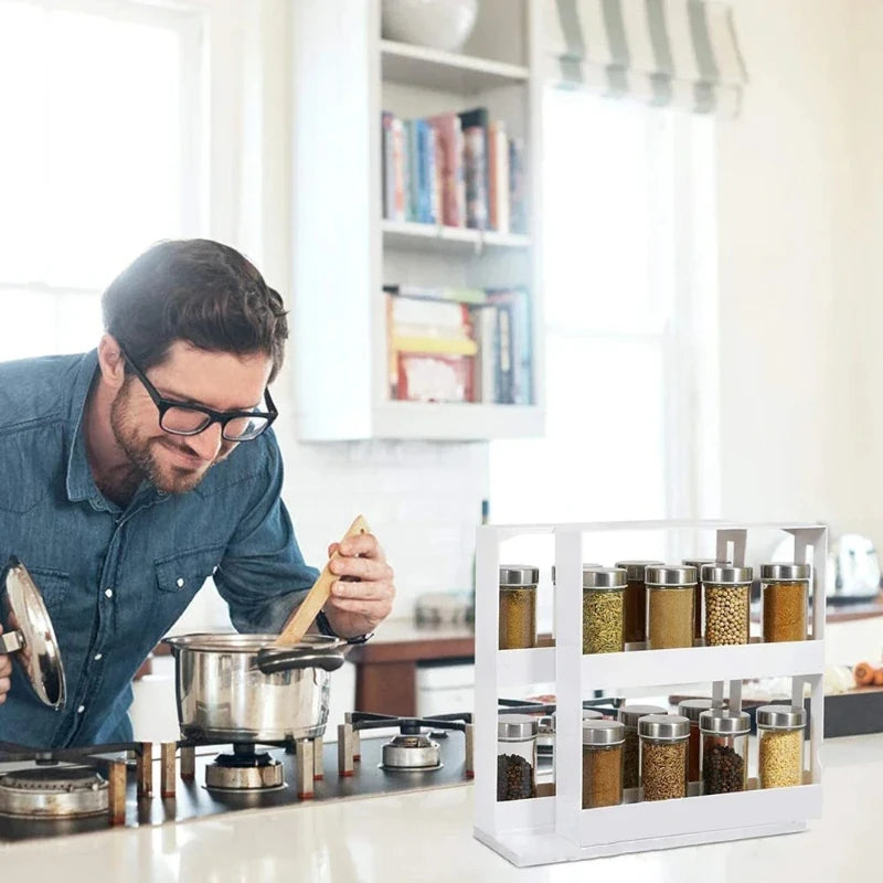 2-Tier Rotating Spice Rack – 90° Swivel Countertop Organizer