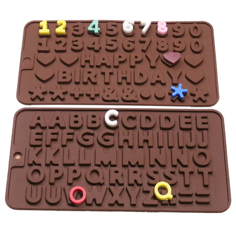 Number & Letter Silicone Baking Mold – Chocolate & Cake