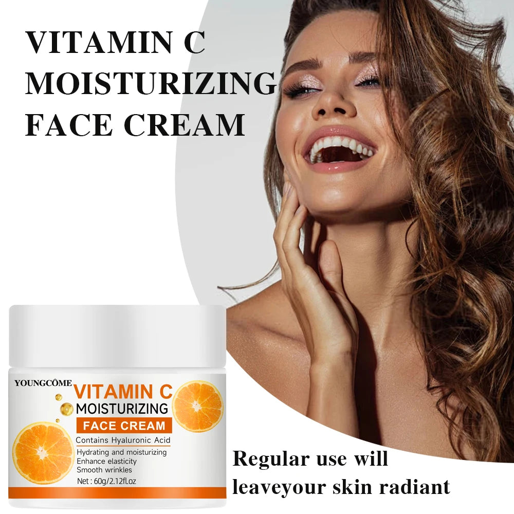 Vitamin C Moisturizer with Hyaluronic Acid, Firming Hydrating Nourishing Skin Care Cream for Women All Skin Types 30/60g Peaceful Pleasures Health and Wellness