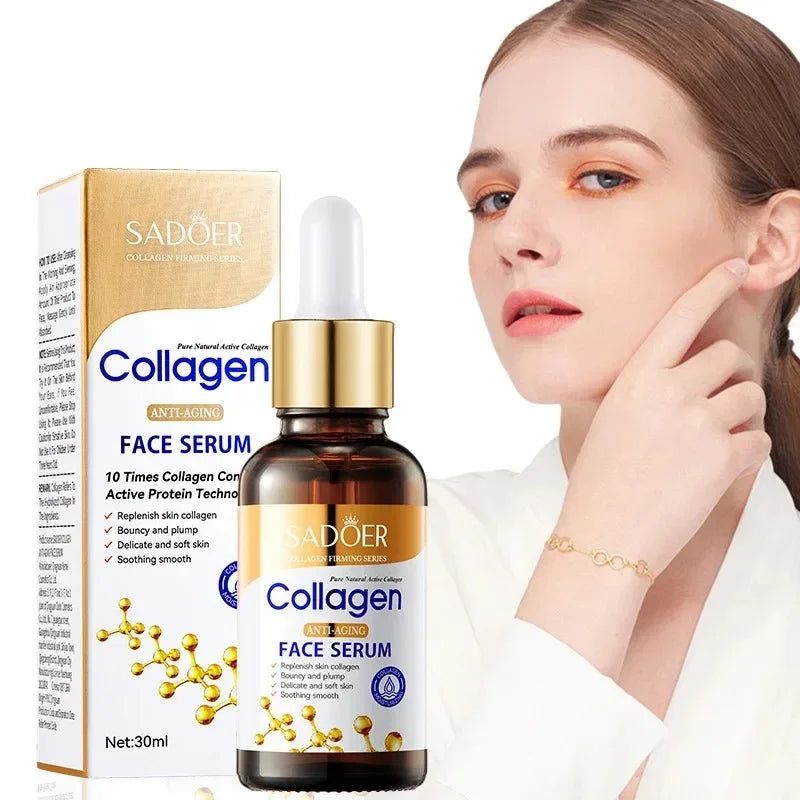 1/3/5pcs SADOER Collagen Face Serum skincare Facial Essence Liquid Anti-aging Moisturizing Nourishing Facial Serum Skin Care Peaceful Pleasures Health and Wellness