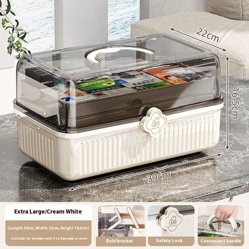 3-Tier Transparent Medicine Organizer - Large Capacity First Aid Storage Box for Home, Travel & Emergency Use Peaceful Pleasures Health and Wellness XL