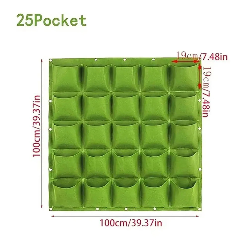 Vertical Wall Hanging Felt Planter Bag | Multi-Pocket Grow Bag