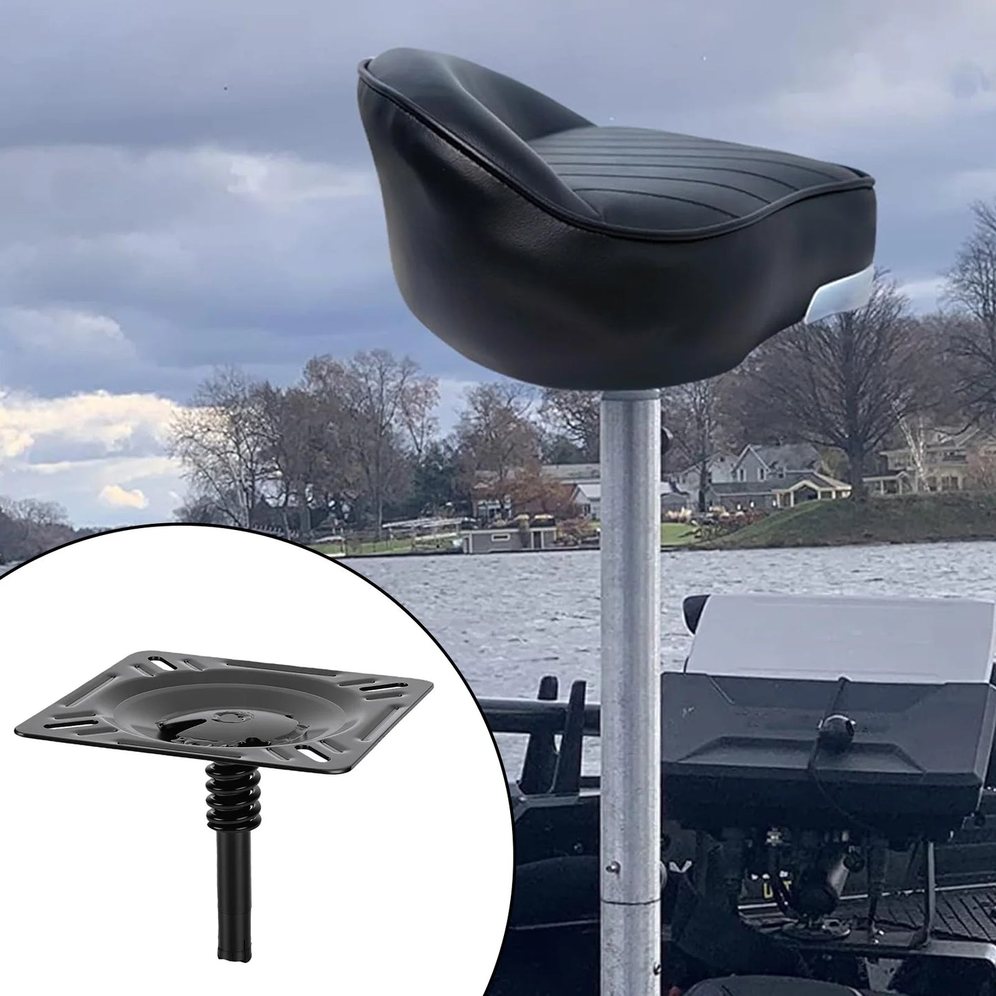 Shock Absorbing Boat Seat Pedestal Base | 3/4" Pin Post Mount