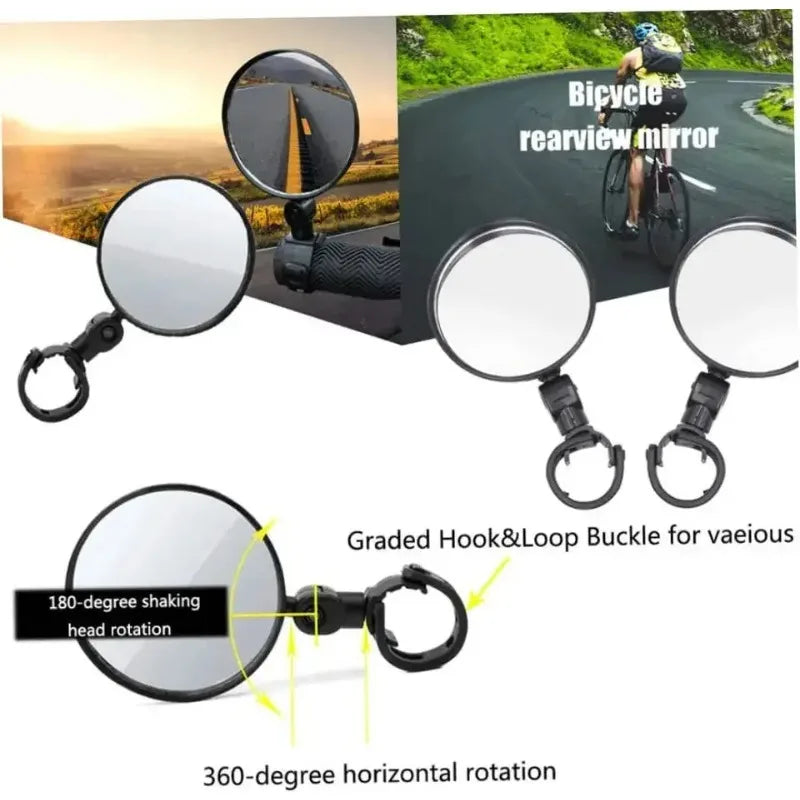 360° Adjustable Convex Bicycle Handlebar Rearview Mirror