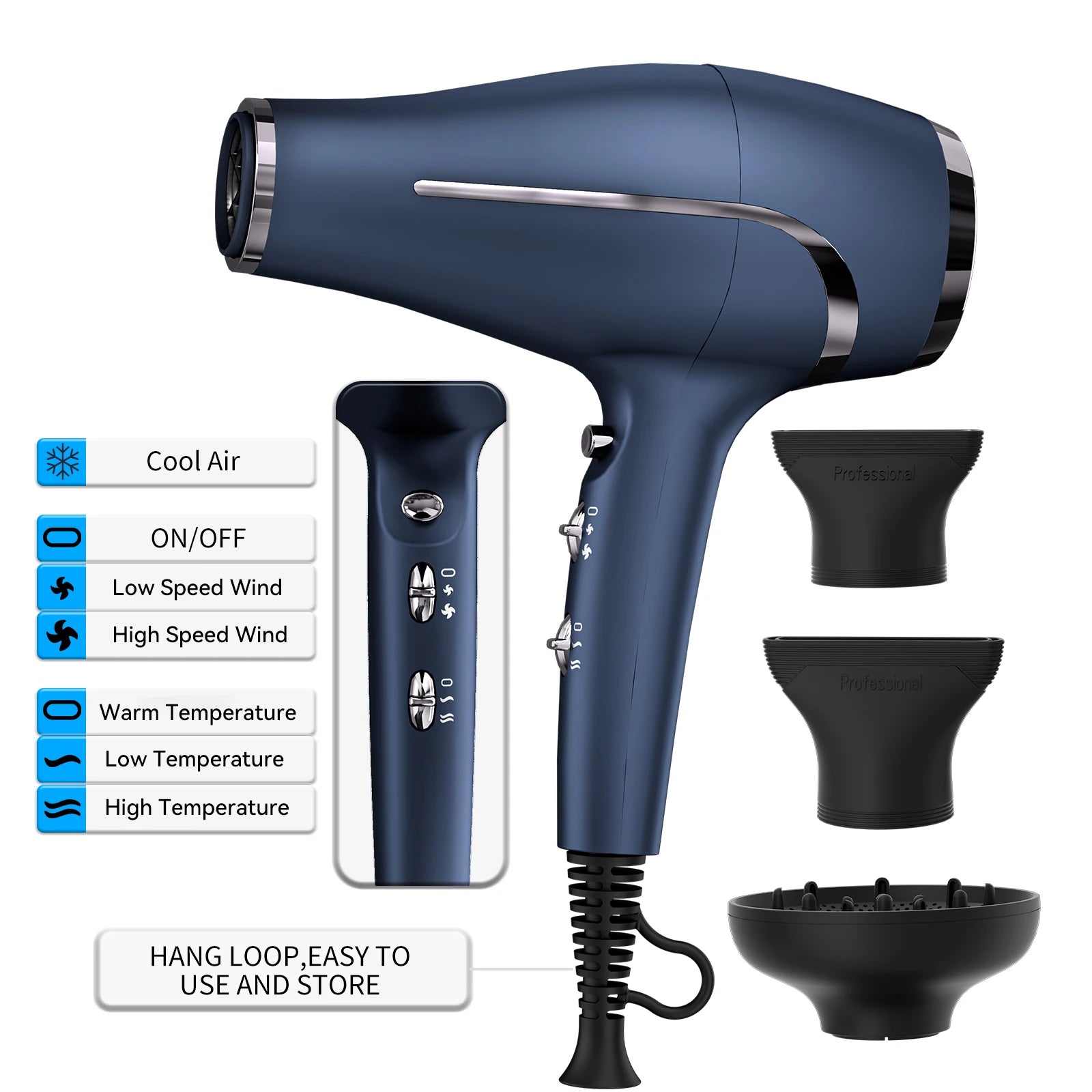 Professional Salon Hair Dryer High-Power Quick Drying Hair Negative Ion Salon Styling Appliance Diffuser Blow Dryer for Women Peaceful Pleasures Health and Wellness