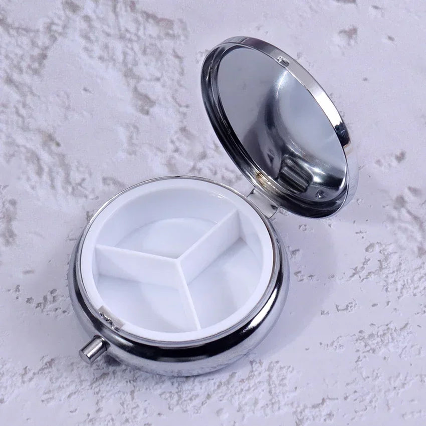 Portable Metal Pill Box with Splitter | Travel Medicine Organizer