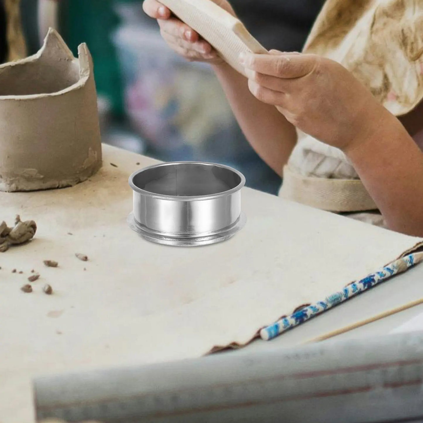 Stainless Steel Round Glaze Sieve 11Cm Portable Fine Mesh Filter Paint Strainer Ceramic Clay Pottery Tool Fine Mesh Strainer Peaceful Pleasures Health and Wellness