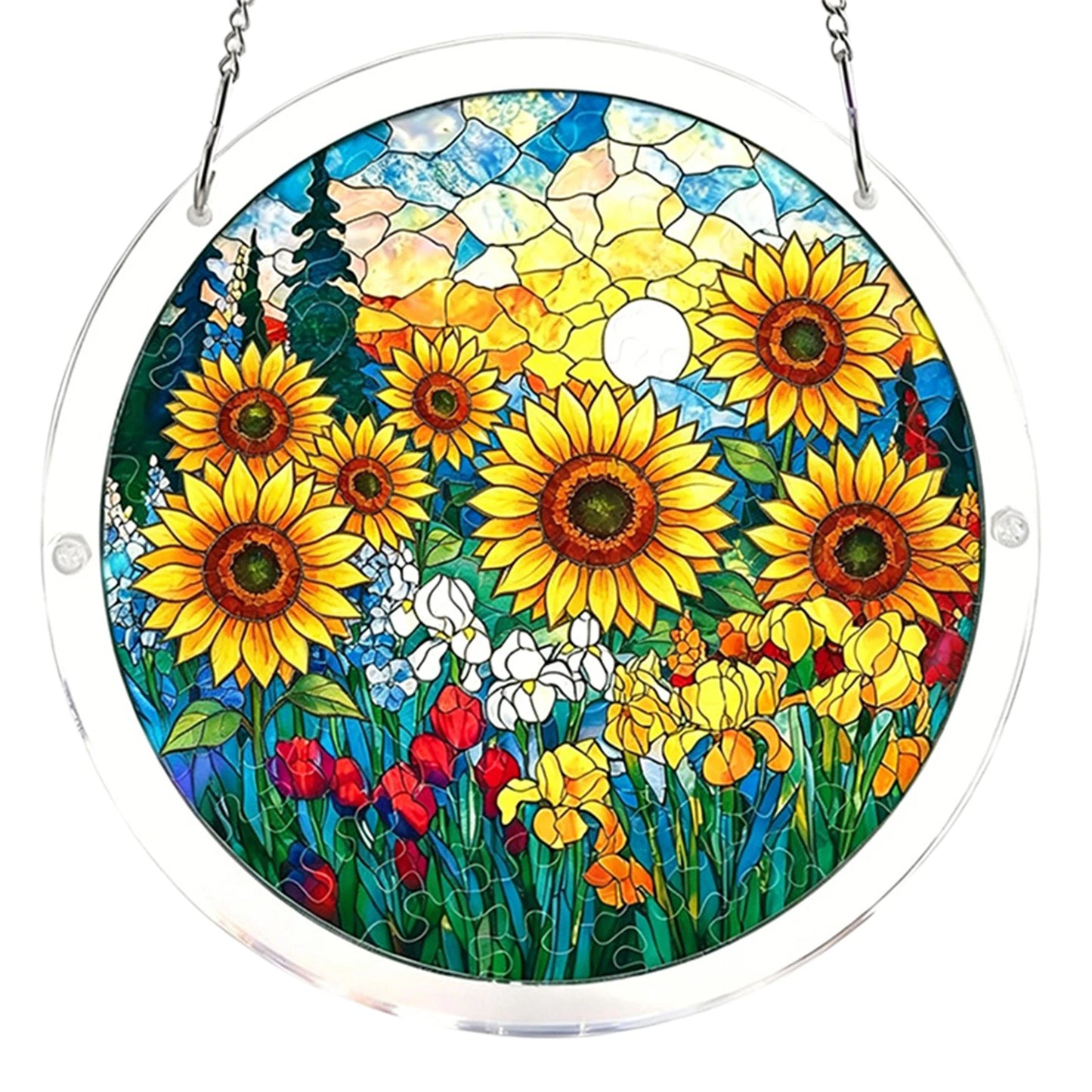 Sun Catcher Puzzle Curtain Decoration Unique Acrylic Sun Catcher Puzzle Kit 7.36 Inch for Doors Garden and Window Hanging Home Peaceful Pleasures Health and Wellness K