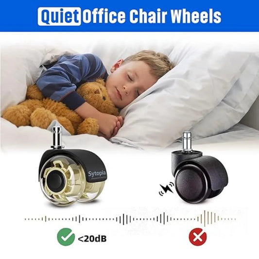 5-Pack Silent Office Chair Caster Wheels | Universal Rubber Swivel Chair Caster Wheels Oasis Select 2.5inch 5pcs