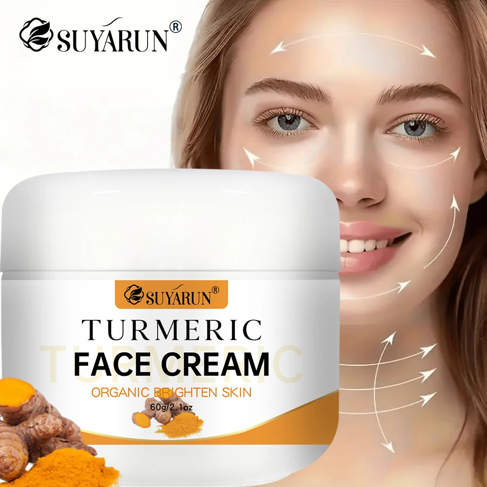 SUYARUN Turmeric Face Cream - Anti-Aging & Brightening, Oil-Free Moisturizer for Sensitive Skin, Organic Skincare with Vitamin E Peaceful Pleasures Health and Wellness