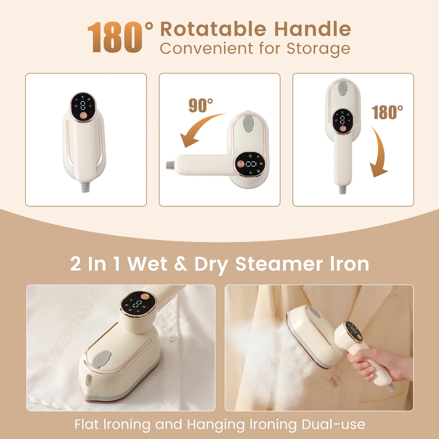 HOMEFISH Portable Mini Steam Iron | 4 Temp Settings