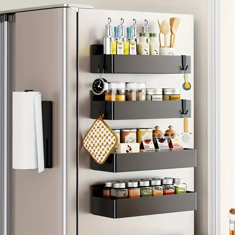 2-Pack Magnetic Spice Rack & Fridge Shelf Organizer