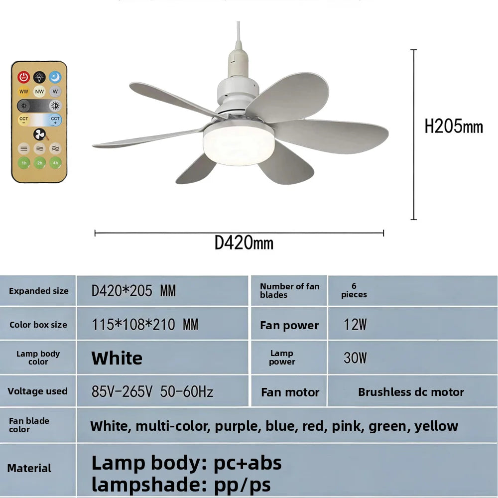 30W/40W LED Ceiling Fan Light, E27 Socket, with Remote Dimming, a summer essential, ideal for living rooms, home offices, and ev Peaceful Pleasures Health and Wellness 42CM-30W-MI NI RC