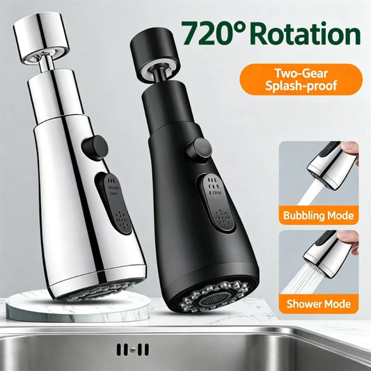 2 In 1 Kitchen Faucet Extender Universal 720° Rotate Pull Out Kitchen Tap Multi-mode Strong Flushing Booster Kitchen Accessories Peaceful Pleasures Health and Wellness