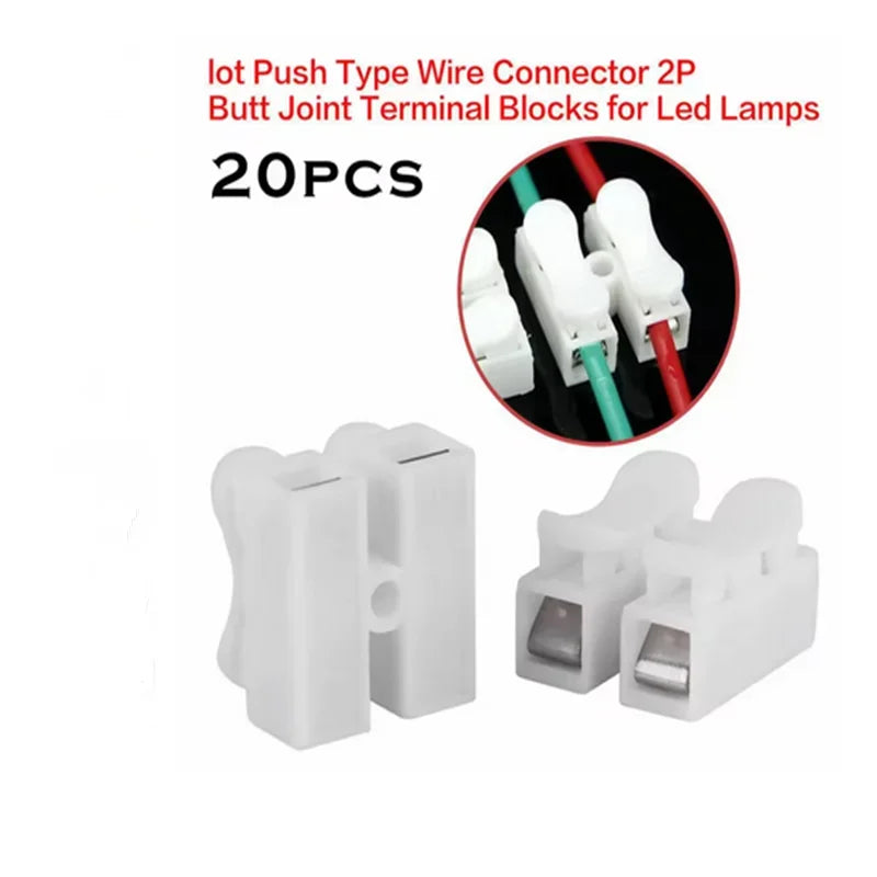 20pcs CH2 Spring Quick Wire Connectors Cable Clamps Terminal Block LED Strip Light Replace Electrical Tapes Cable Clamp Tools Peaceful Pleasures Health and Wellness Default Title